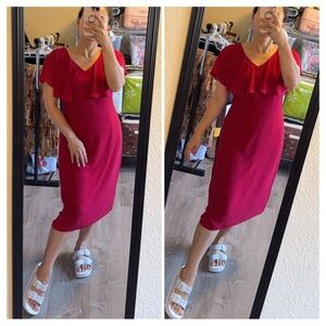 Grace Karin Red Ruffled Mini Sundress for Wedding Guests- Size S